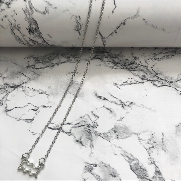 Aquarius Horoscope Sign Pendant Necklace Silver - Picture 7 of 8